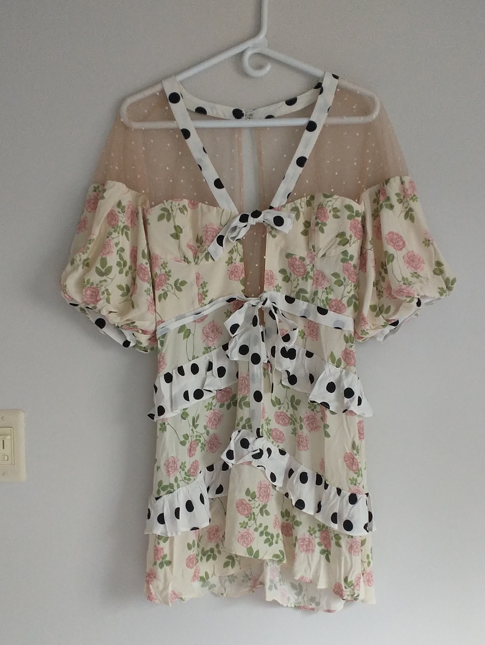 For Love and Lemons Butterscotch Tiered Mini Dress Small Shabby Chic - Picture 2 of 7